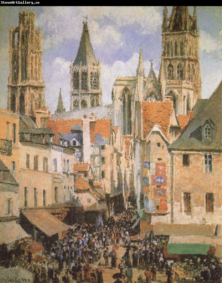 Camille Pissarro The Old Market-Place in Rouen and the Rue de I-Epicerie